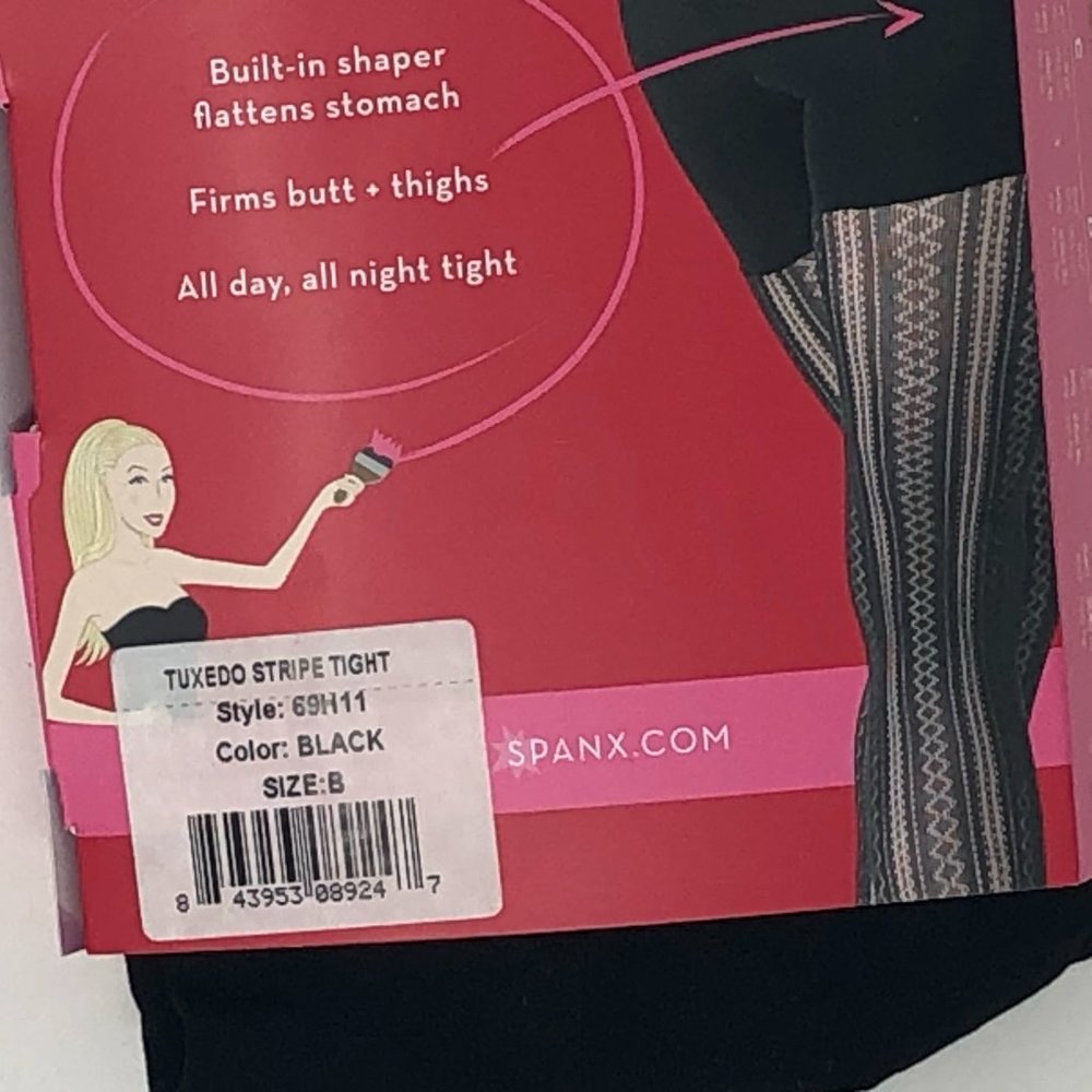 SPANX LOT of 2 Bodyshaping Tuxedo Stripe Tights - Picture 6 of 16